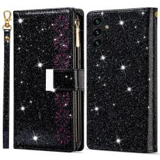 OEM - Samsung Galaxy A35 5G Fodral &Auml;kta L&auml;der Med Dragkedja - Svart