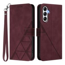 OEM - Samsung Galaxy A35 5G Fodral &Auml;kta L&auml;der Med Handrem - Vinr&ouml;d