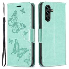 OEM - Samsung Galaxy A35 5G Fodral &Auml;kta L&auml;der Med St&auml;ll - Gr&ouml;n