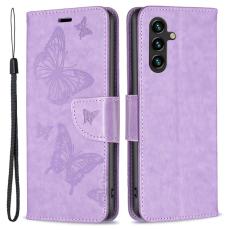 OEM - Samsung Galaxy A35 5G Fodral &Auml;kta L&auml;der Med St&auml;ll - Lila