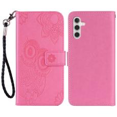 OEM - Samsung Galaxy A35 5G Fodral &Auml;kta L&auml;der Med Uggla - Rosa