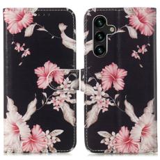 OEM - Samsung Galaxy A35 5G Fodral &Auml;kta L&auml;der M&ouml;nstertryckt - Rhododendron