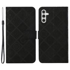 OEM - Samsung Galaxy A35 5G Fodral &Auml;kta L&auml;der St&auml;ll Skydd - Svart