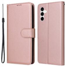 OEM - Samsung Galaxy A35 5G Fodral Anti-Scratch Konstl&auml;der Flip - Ros&eacute;guld