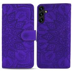 OEM - Samsung Galaxy A35 5G Fodral Blomm&ouml;nster &Auml;kta L&auml;der - Lila