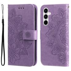 OEM - Samsung Galaxy A35 5G Fodral Blomm&ouml;nster PU L&auml;der St&auml;ll - Lila