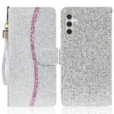 OEM - Samsung Galaxy A35 5G Fodral Glitter Splicing Konstl&auml;der Flip - Silver