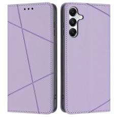 OEM - Samsung Galaxy A35 5G Fodral Impr&auml;gnat L&auml;der St&auml;ll - Lila