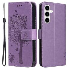 OEM - Samsung Galaxy A35 5G Fodral Konstl&auml;der Katttr&auml;dsm&ouml;nster - Ljuslila