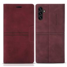 OEM - Samsung Galaxy A35 5G Fodral Magnetiskt Flip St&auml;ll &Auml;kta L&auml;der - Vinr&ouml;d