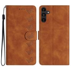 OEM - Samsung Galaxy A35 5G Fodral PU L&auml;der St&auml;ll Butterfly - Brun