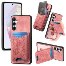 OEM - Samsung Galaxy A35 5G Pl&aring;nboksfodral &Auml;kta L&auml;der Med St&auml;ll - Rosa