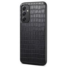OEM - Samsung Galaxy A35 5G Skal &Auml;kta L&auml;der Krokodiltextur Skydd - Svart