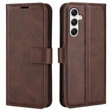 OEM - Samsung Galaxy A35 5G Skal Flip St&ouml;tt&aring;ligt Konstl&auml;der - Brun