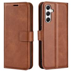 OEM - Samsung Galaxy A35 5G Skal Flip St&ouml;tt&aring;ligt Konstl&auml;der - Ljusbrun