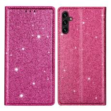OEM - Samsung Galaxy A35 5G Skal Glitterande PU L&auml;der + TPU - Rosa