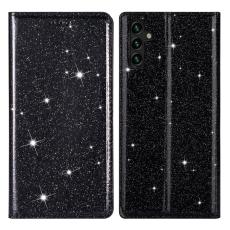 OEM - Samsung Galaxy A35 5G Skal Glittrig PU L&auml;der + TPU - Svart