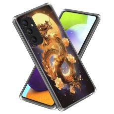 OEM - Samsung Galaxy A35 5G Skal IMD M&ouml;nster Tryckt St&ouml;tt&aring;lig TPU - Guld Drage