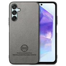 OEM - Samsung Galaxy A35 5G Skal Konstl&auml;der + Plast Anti-Drop - Gr&aring;