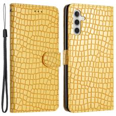 OEM - Samsung Galaxy A35 5G Skal PU L&auml;der Krokodiltextur - Gul