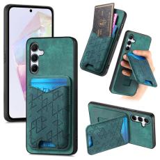 OEM - Samsung Galaxy A35 5G Skal PU L&auml;der Med St&auml;llning - Gr&ouml;n