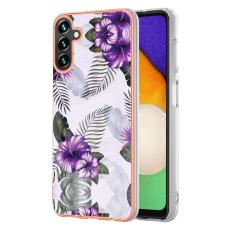 OEM - Samsung Galaxy A35 5G Skal TPU IMD Marmor Blomm&ouml;nster - Lila Blomma