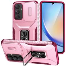 OEM - Samsung Galaxy A35 5G Skal TPU+PC Med St&auml;ll - Rosa+Vinr&ouml;d
