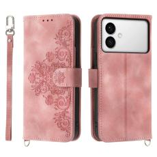 OEM - Samsung Galaxy S26 Edge Fodral Blomm&ouml;nster PU L&auml;der - Rosa