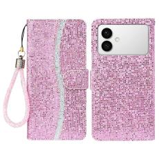 OEM - Samsung Galaxy S26 Edge Fodral PU L&auml;der Glitter - Rosa