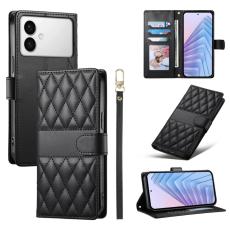 OEM - Samsung Galaxy S26 Edge Fodral Rhombus S&ouml;mmar &Auml;kta L&auml;der - Svart