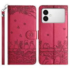 OEM - Samsung Galaxy S26 Edge Skal &Auml;kta L&auml;der Med Handledsrem - R&ouml;d