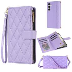 OEM - Samsung Galaxy S26 Plus Fodral &Auml;kta L&auml;der Rhombus - Ljuslila