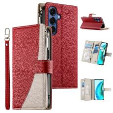 OEM - Samsung Galaxy S26 Plus Fodral Dragkedja Konstl&auml;der Flip - R&ouml;d