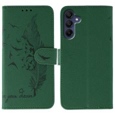 OEM - Samsung Galaxy S26 Fodral Konstl&auml;der Feather Imprint - Gr&ouml;n