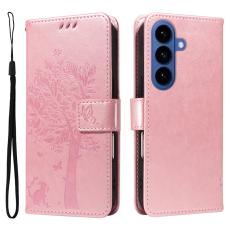 OEM - Samsung Galaxy S26 Plus Fodral PU L&auml;der Cat Tree M&ouml;nster - Ros&eacute;guld