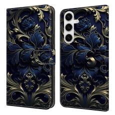 OEM - Samsung Galaxy S26 Fodral PU L&auml;der med St&auml;ll - Bl&aring; Blomma
