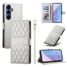 OEM - Samsung Galaxy S26 Fodral Rhombus Stitching St&auml;ll &Auml;kta L&auml;der - Beige