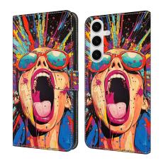 OEM - Samsung Galaxy S26 Plus Fodral Vikbart St&auml;ll PU L&auml;der M&ouml;nster - Graffiti Scream