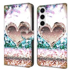 OEM - Samsung Galaxy S26 Plus Fodral 3D M&ouml;nster PU L&auml;der - Rosa Diamant Hj&auml;rta