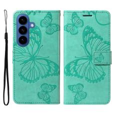 OEM - Samsung Galaxy S26 Plus Fodral Blomm&ouml;nster Impr&auml;ntat &Auml;kta L&auml;der - Gr&ouml;n