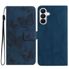 OEM - Samsung Galaxy S26 Pro Fodral &Auml;kta L&auml;der Blomma - Bl&aring;