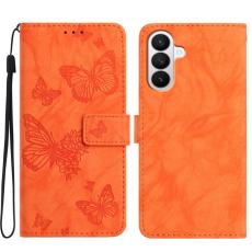 OEM - Samsung Galaxy S26 Pro Fodral &Auml;kta L&auml;der Blomma Pr&auml;gling - Orange