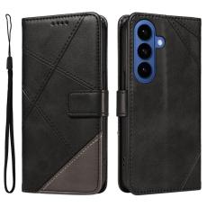 OEM - Samsung Galaxy S26 / S26 Pro Fodral &Auml;kta L&auml;der Geometrisk Design - Svart