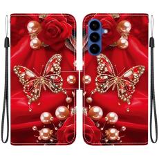 OEM - Samsung Galaxy S26 / S26 Pro Fodral &Auml;kta L&auml;der St&auml;ll - Pearl Butterfly Rose
