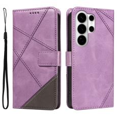 OEM - Samsung Galaxy S26 Ultra Fodral &Auml;kta L&auml;der Geometrisk Design - Lila