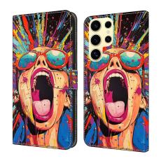 OEM - Samsung Galaxy S26 Ultra Fodral Flip PU L&auml;der M&ouml;nster - Graffiti Scream