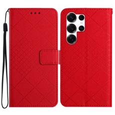 OEM - Samsung Galaxy S26 Ultra Fodral Imprint Konstl&auml;der Flip - R&ouml;d