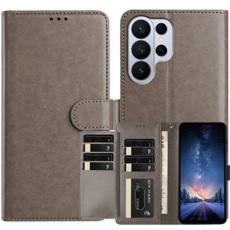 OEM - Samsung Galaxy S26 Ultra Fodral PU L&auml;der Folio Flip - Gr&aring;