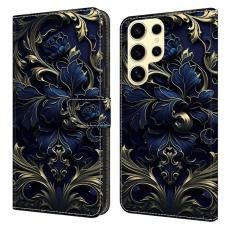 OEM - Samsung Galaxy S26 Ultra Fodral PU L&auml;der Med St&auml;ll - Bl&aring; Blomma