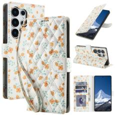 OEM - Samsung Galaxy S26 Ultra Fodral Rhombic Blomm&ouml;nster &Auml;kta L&auml;der - A3